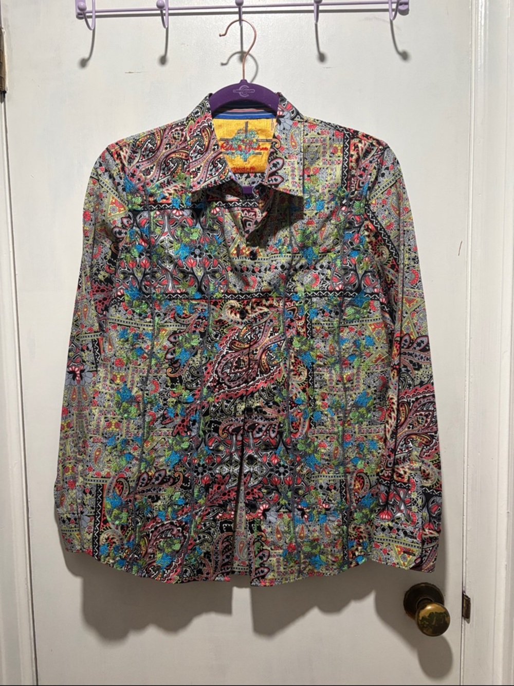 ROBERT GRAHAM multi print embrodiered button down top